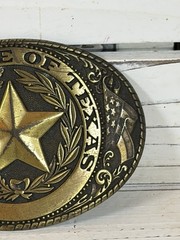 VTG Tony Lama Texas State Series Belt Buckle Solid Brass Lone Star State SEAL