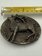 Stag Deer Belt Buckle Copyright 1981.Serial number 510. USA