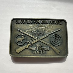 VNTG NRA WHITTINGTON CENTER BELT BUCKLE Shooting Future Raton NM Hunting Rifle