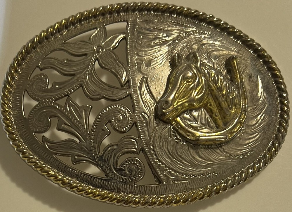 NEW BELT BUCKLE SOUTHWESTERN HORSE STALLION STEED COLT FILLY SILVER TON METAL BB