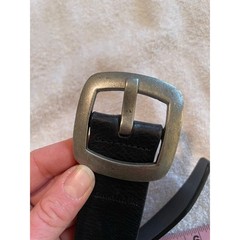 Calvin Klein Black Smooth Genuine Leather Silver Buckle Belt Size Medium unisex