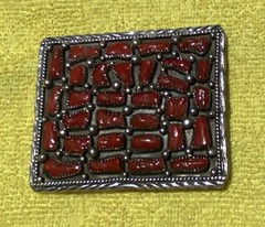 Sterling Silver Coral Belt Buckle signed DB