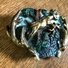 VINTAGE BELT BUCKLE WHITETAIL DEER BRASS GREAT AMERICAN BUCKLE CO 1982 USA