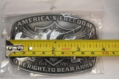 2nd Amendment Belt Buckle Mens Gray Metal Western Eagle Right To Bear Arms