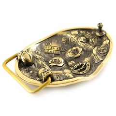 Santa Muerte belt buckle, solid brass Skull El Día de Muertos