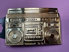 Rebel Revolutions Retro Gold Tone Ghetto Blaster / Boom Box Belt Buckle
