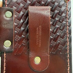 Vintage Genuine Leather Phone Holster Case Basket Weave Brown Made in USA
