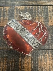 TRUE LOVE FLAMING HEART WITH BARBED WIRE BELT BUCKLE TATTOO STYLE US MADE NEW!