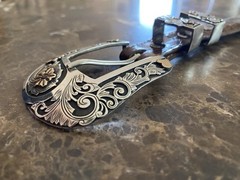 James Reid Artist Richard Stump Sterling Silver 14k Ruby Belt Buckle Set XL ✅