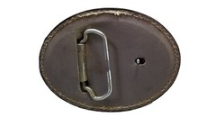 EAGLE Belt BUCKLE w/ WHITE BUCKSTITCHING Lg HANDMADE Brown LEATHER Western/Biker