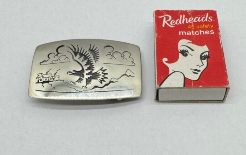 1950&rsquo;S EAGLE STERLING SILVER 38G HAND CRAFTED BELT BUCKLE ZUNI HOPI/NAVAJO? N473