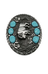 New Men Buffalo Ox Silver Metal Belt Buckle Bull Turquoise Blue Western Fashion