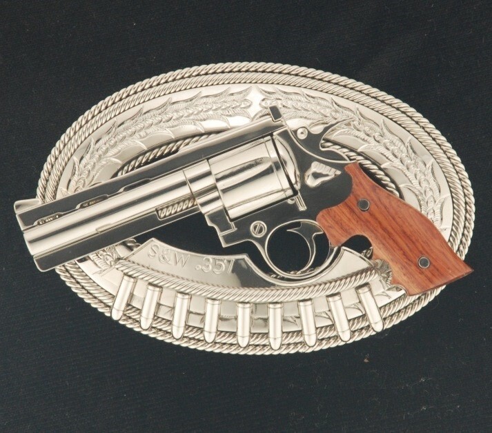 (MADE BY ORDER) BUCKLE HANDMADE STAINLESS STEEL WESTERN STYLE GUN S&W .357