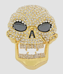 Bling Belt Buckle Skull Gold Metal Western Cowgirl Cowboy Real Rodeo Men Cosplay