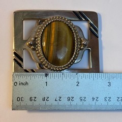 Vintage Belt Buckle Tiger&rsquo;s Eye Gemstone 70&rsquo;s 80&rsquo;s Western Ornate Southwestern