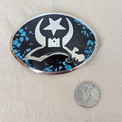 Vintage Black Silver and Blue Shriners Masonic Belt Buckle