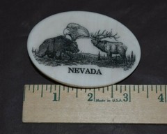 Etched Marble Belt Buckle oval 3.25&Prime; NEVADA (BEAR / EAGLE / ELK) NICE!!