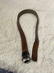 GUCCI Pre-Owned Gg Pattern Leather Belt Striped All Over Men&rsquo;S