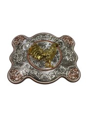 Rooster cowboy western style belt buckle Charro hebilla vaquera Con gallo