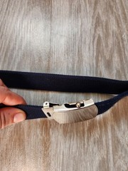 Vintage Hickok Navy Blue Military Web Belt Silver Tone Flip Buckle USA 40&Prime; EUC