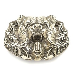 German silver Belt buckle Grizzly Bear, Animal belt buckle, Brown bear buckle