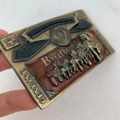 1982 Budweiser 3D Belt Buckle Clydesdales Antique Metal Colored Enamel Vintage
