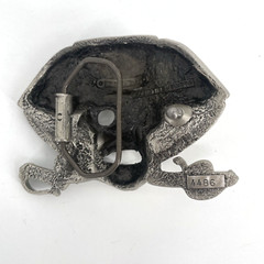 Pirate Jolly Roger Belt Buckle Solid Pewter Silver Tone Swashbuckler 4486 4&Prime;x3&Prime;