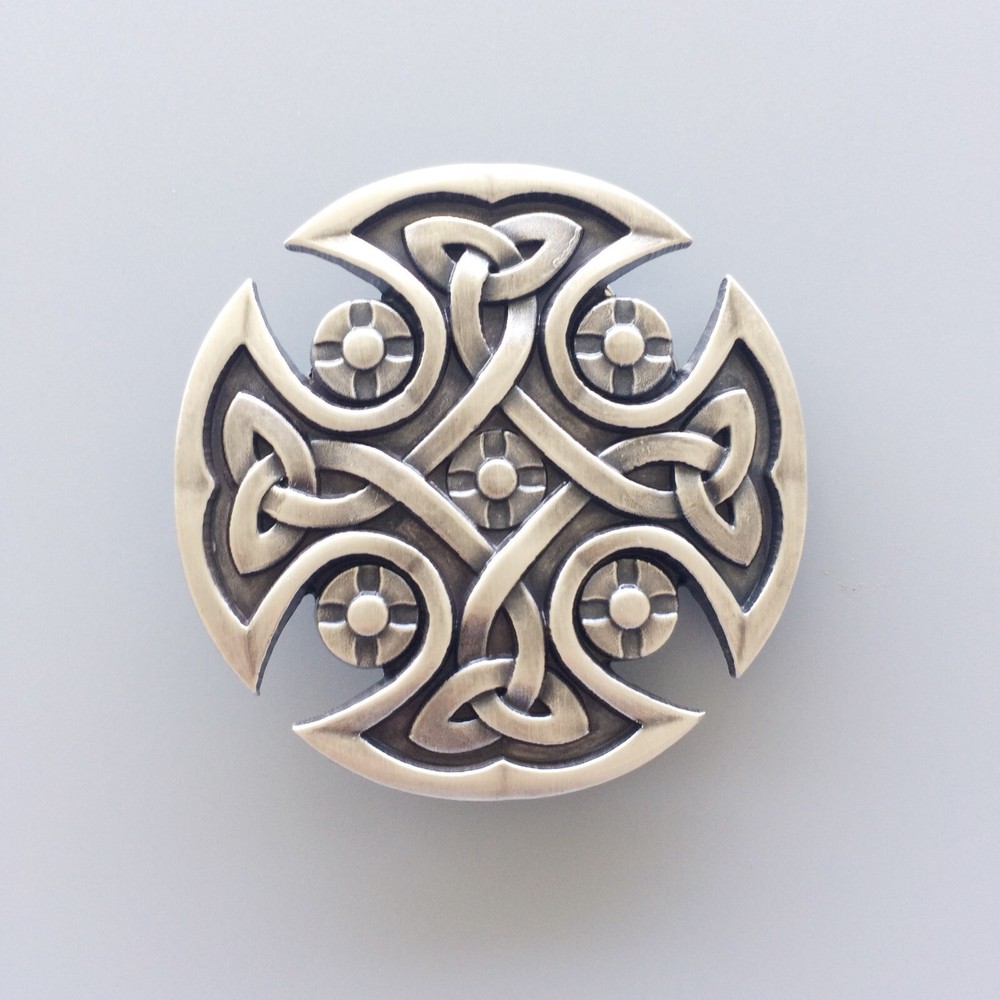 Vintage Silver Plated Celtic Knot Cross Belt Buckle
