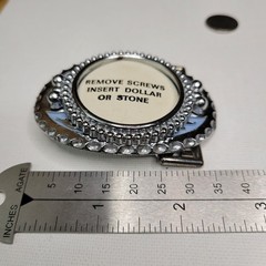 Vtg NOS Silver Dollar Coin Gem Stone Holder Bezel Belt Buckle Inlay Oval Unused