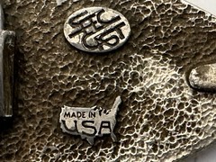 Vintage Elk Deer Sunshine Trees Scene Belt Buckle Heavy Triangle Sec Cast USA