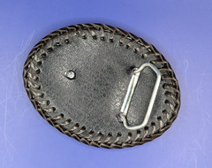 Real Eastern Diamondback Rattlesnake Hand laced Belt Buckle made in USA