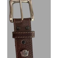Larry Mahan Brown Genuine Leather Belt Silver Buckle 40&Prime; Length Made in China