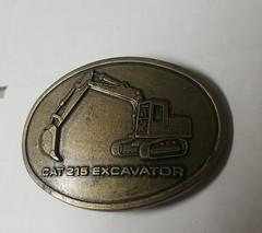 Vintage Brass Caterpillar Cat 215 Excavator Belt Buckle
