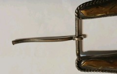 Vtg Alpaca Mexico Western Belt Buckle Keeper Set Floral Mixed Metal 1&Prime; Bar