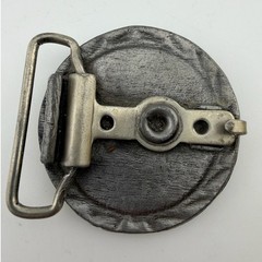 Vintage Hockey Belt Buckle Pewter/Silver Tone Vintage 3D Relief Sports Round