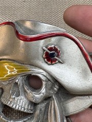 Pirate Skull Skeleton and Swords Belt Buckle 1997 Solid Fine Pewter colorful 4&Prime;