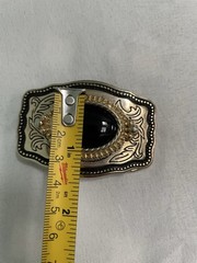 Gold Color Oval Western Natural Black Onyx Cabochon Cab Belt USA Made