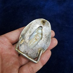 Natural Mother of Pearl Belt Buckle Handmade Silver Tone Western Belt Buckle