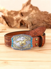 Cowboy Style Belt Buckle for Men Western Buckles with Horse and Turquoise Vin…