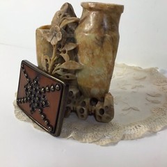 Brass Leather & Studs Belt Buckle~Brown/ Gold Handcrafted ~UNIQUE ~FREE SHIPPING
