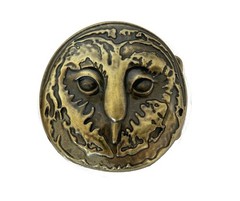 Vintage Brass Owl Head Belt Buckle Bird Lover Western Cowboy Gift Retro