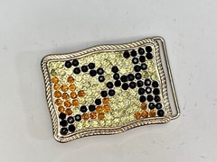 Unique Vintage Mixed Color And Pattern Rhinestone Belt Buckle – F