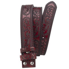 Embossed Western Leather Belt Cowboy Rodeo Casual Leather Belt Floral Embossed