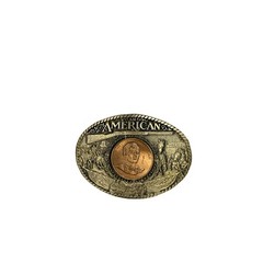 John Wayne American Western Cowboy Belt Buckle Solid Brass Vintage