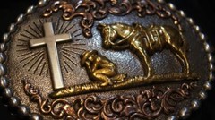 Nocona Cowboy Praying at the Cross Belt Buckle M & F Western 37915