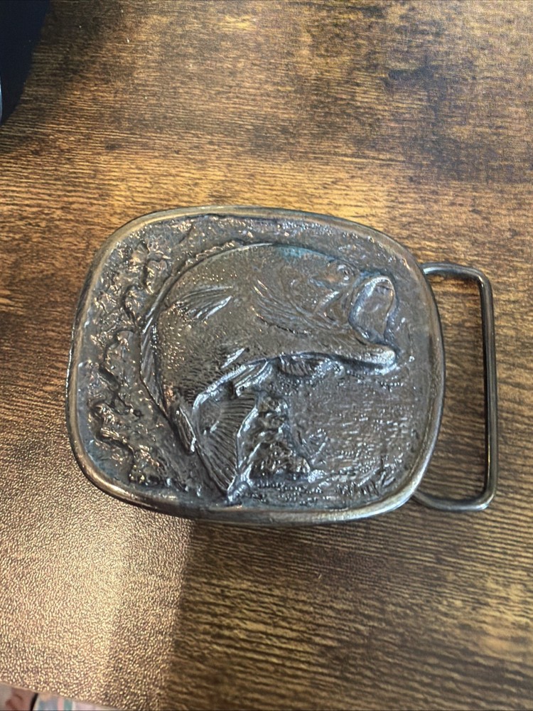 Vintage 1977 Large Mouth Bass 22Lb 4 oz Belt Buckle Wyoming Studio Art