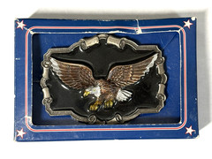Vintage Great American Pewter Bald Eagle Belt Buckle 1983 Made USA new In Box