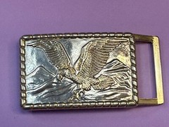 Patriotic Majestic American Eagle Vintage two tone rectangular Belt Buckle