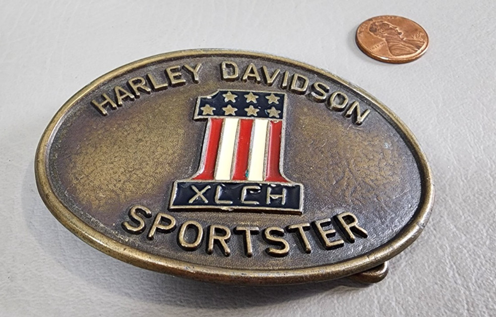 Harley Davidson Sportster | XLCH Belt Buckle Number 1 Logo Brass/Enamel | VTG
