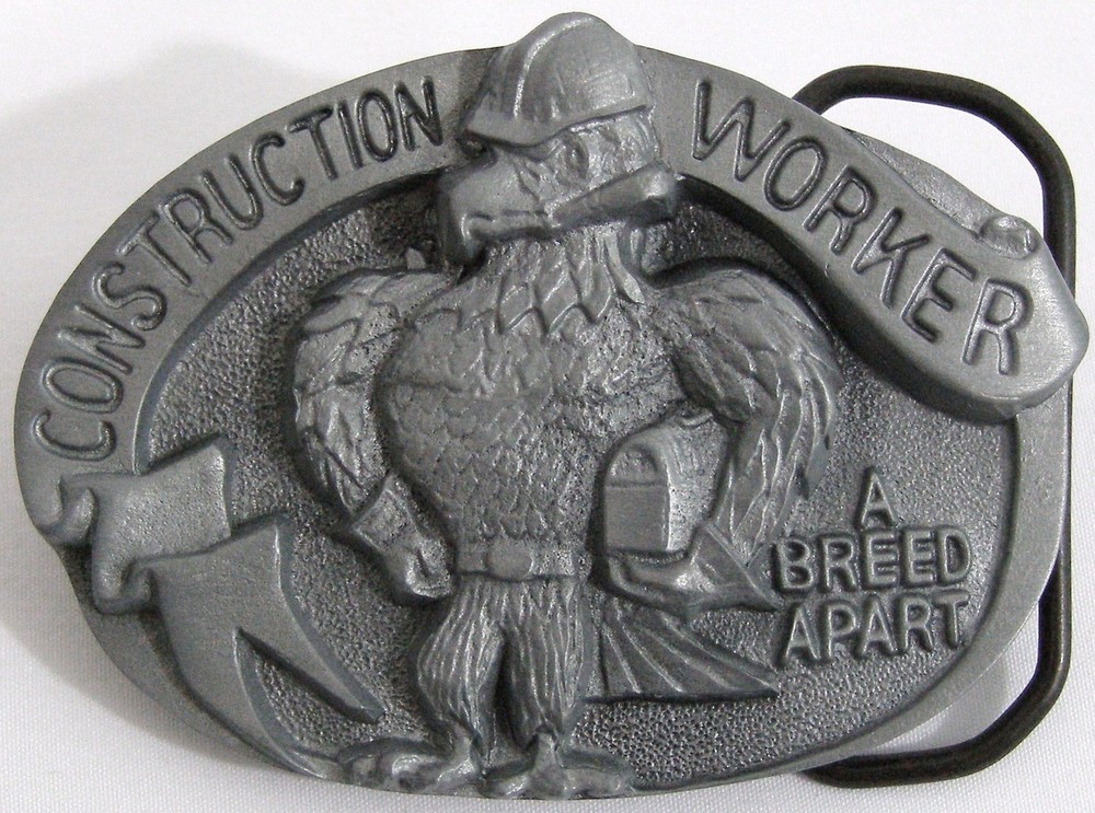 BELT BUCKLES Construction Worker A Breed Apart Eagle Gray Oval Professions NWOT!